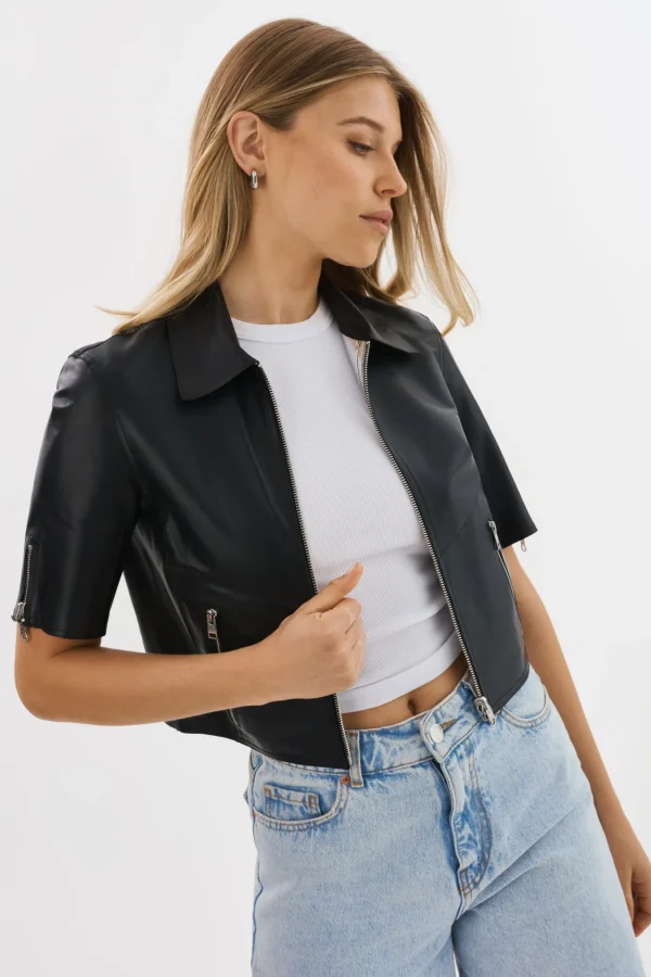 LAMARQUE Leather Jackets | SEVANA | Reversible Leather Jacket Black/Silver
