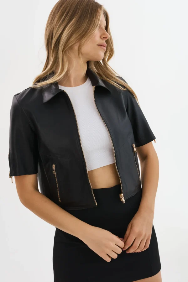 LAMARQUE Leather Jackets | SEVANA | Reversible Leather Jacket Black/Gold