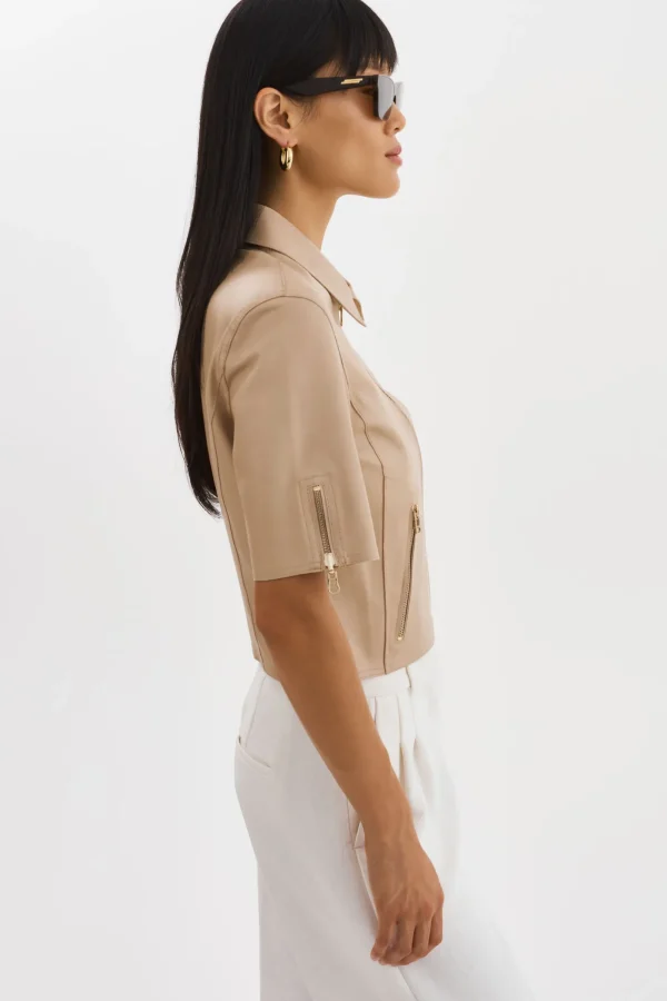 LAMARQUE Leather Jackets | SEVANA | Reversible Leather Jacket Wheat/Gold