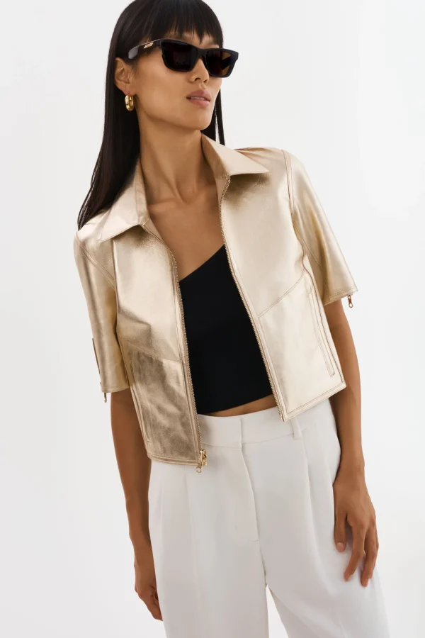 LAMARQUE Leather Jackets | SEVANA | Reversible Leather Jacket Wheat/Gold