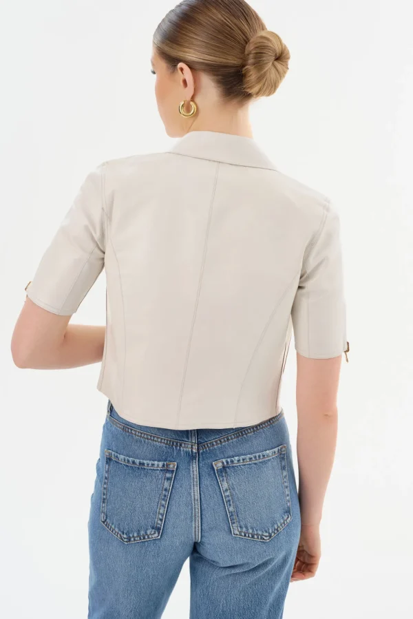 LAMARQUE Leather Jackets | SEVANA | Reversible Leather Jacket Winter White/Gold
