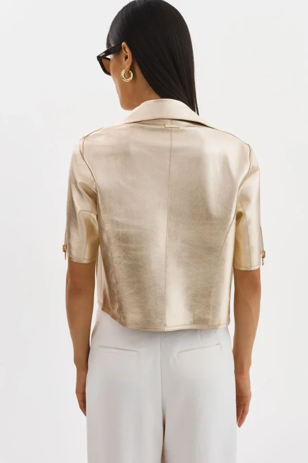 LAMARQUE Leather Jackets | SEVANA | Reversible Leather Jacket Wheat/Gold