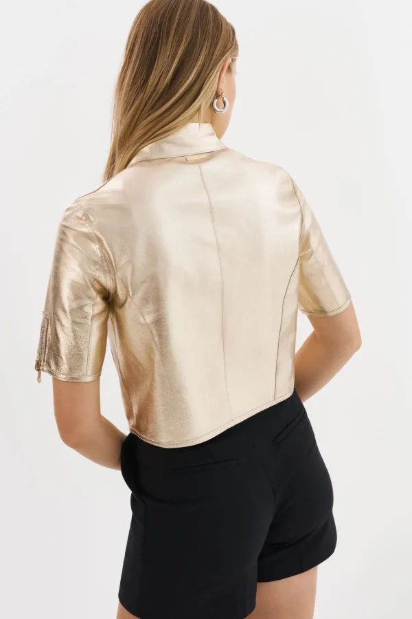 LAMARQUE Leather Jackets | SEVANA | Reversible Leather Jacket Bone/Gold