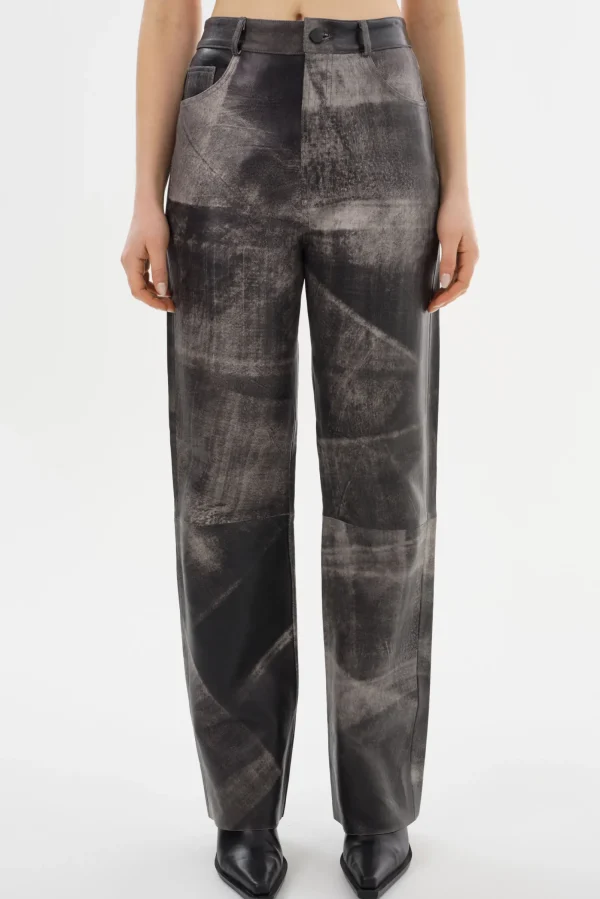 LAMARQUE Pants&Shorts | SHANNON | Leather Pants Fossil Grey
