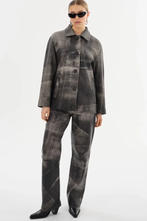 LAMARQUE Pants&Shorts | SHANNON | Leather Pants Fossil Grey