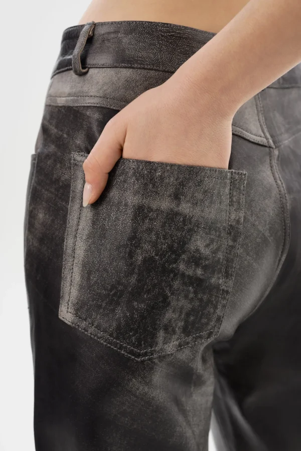 LAMARQUE Pants&Shorts | SHANNON | Leather Pants Fossil Grey
