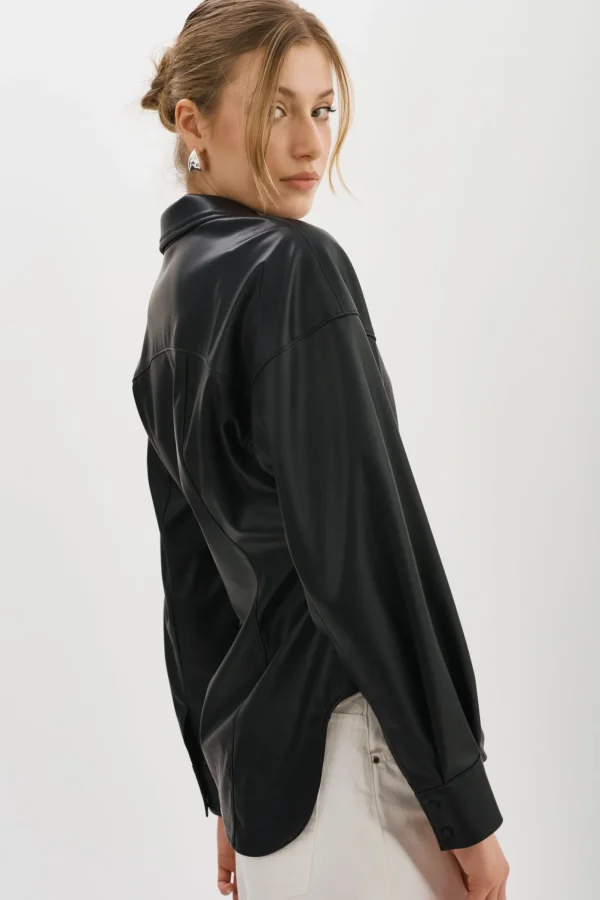 LAMARQUE Tops | SKYLAR | Faux Leather Shirt Black
