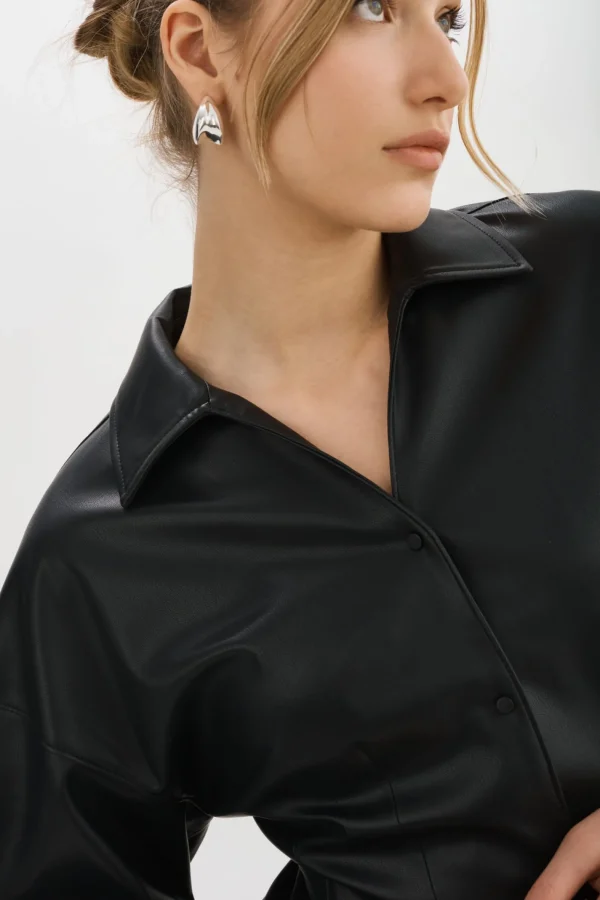 LAMARQUE Tops | SKYLAR | Faux Leather Shirt Black