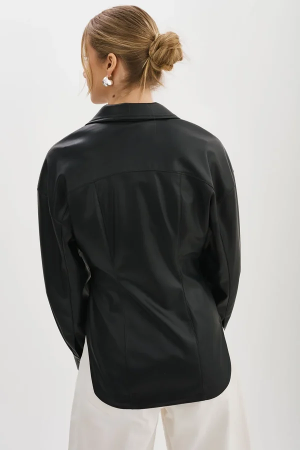 LAMARQUE Tops | SKYLAR | Faux Leather Shirt Black