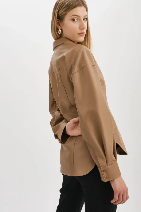 LAMARQUE Tops | SKYLAR | Faux Leather Shirt MOCHA