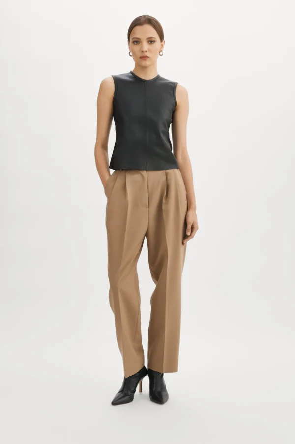 LAMARQUE Tops | SOFIA | Leather Shell Top Black