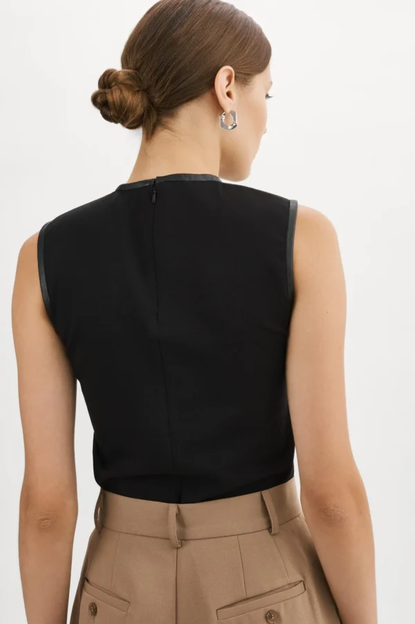 LAMARQUE Tops | SOFIA | Leather Shell Top Black