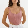 LAMARQUE Tops | TABIA | Leather Corset Top MAUVE PINK