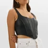 LAMARQUE Tops | TABIA | Leather Corset Top Black