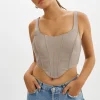 LAMARQUE Tops | TABIA | Leather Corset Top Stone 23