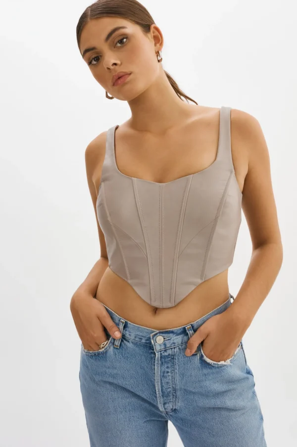 LAMARQUE Tops | TABIA | Leather Corset Top Stone 23