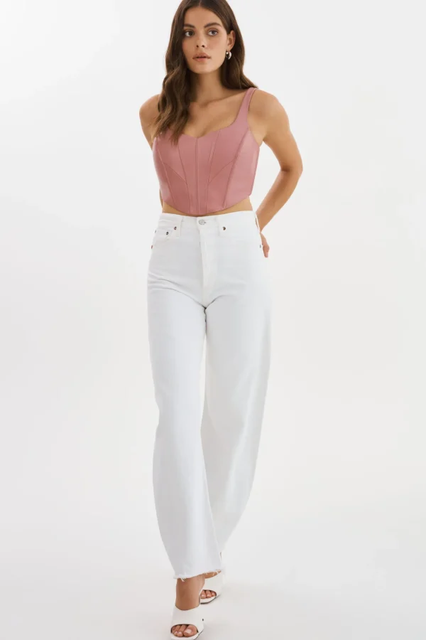LAMARQUE Tops | TABIA | Leather Corset Top MAUVE PINK
