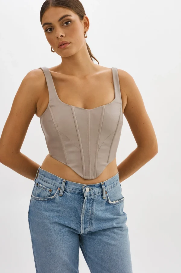 LAMARQUE Tops | TABIA | Leather Corset Top Stone 23