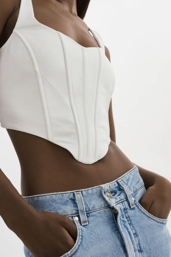 LAMARQUE Tops | TABIA | Leather Corset Top White