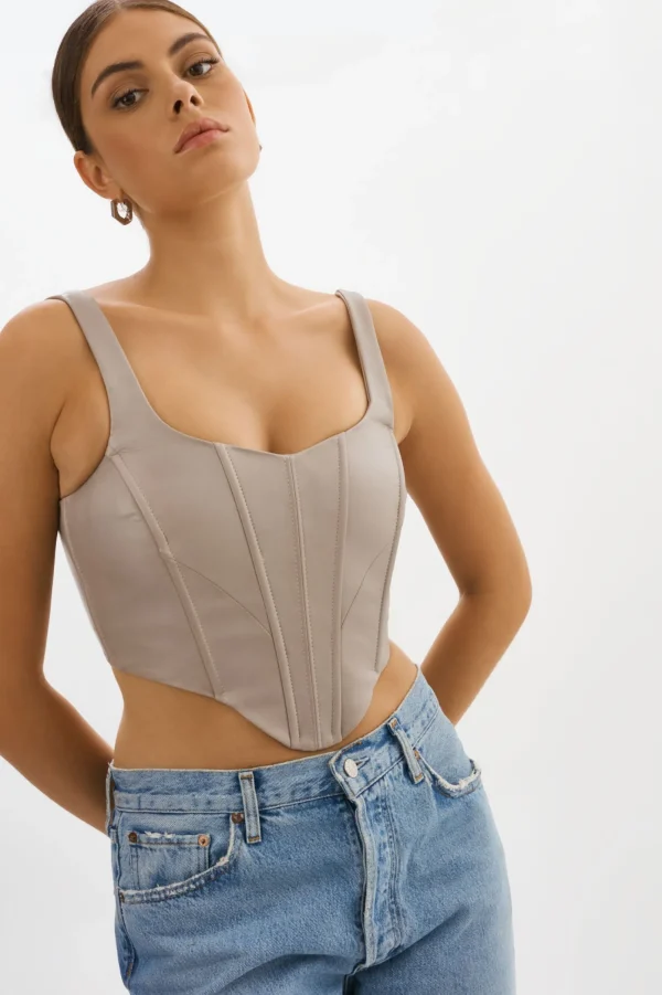 LAMARQUE Tops | TABIA | Leather Corset Top Stone 23