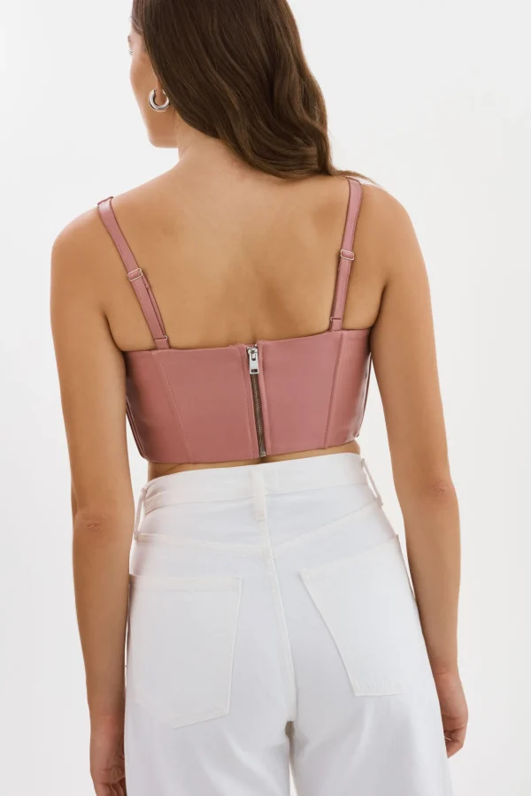 LAMARQUE Tops | TABIA | Leather Corset Top MAUVE PINK