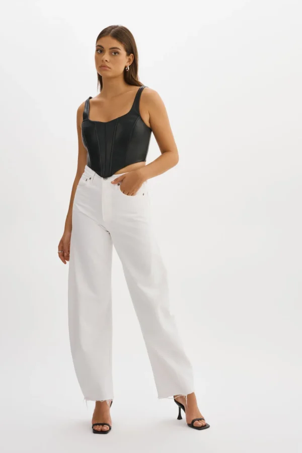 LAMARQUE Tops | TABIA | Leather Corset Top Black