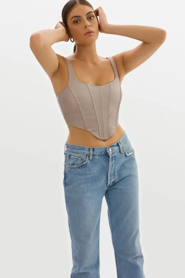 LAMARQUE Tops | TABIA | Leather Corset Top Stone 23