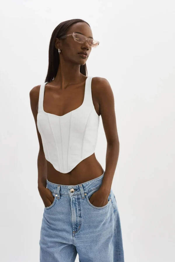 LAMARQUE Tops | TABIA | Leather Corset Top White