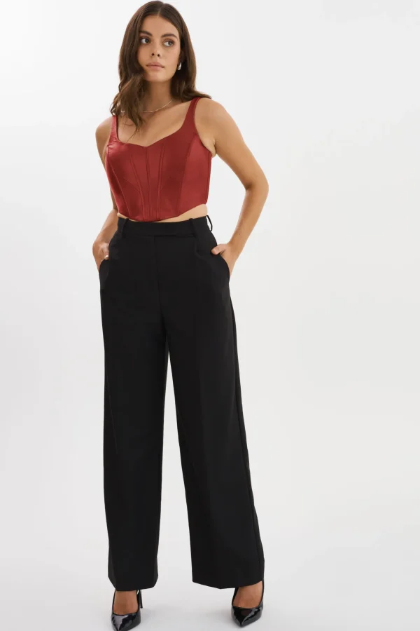 LAMARQUE Tops | TABIA | Leather Corset Top Ruby Red