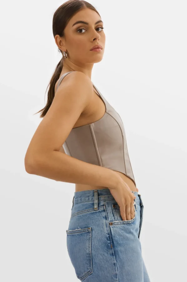 LAMARQUE Tops | TABIA | Leather Corset Top Stone 23