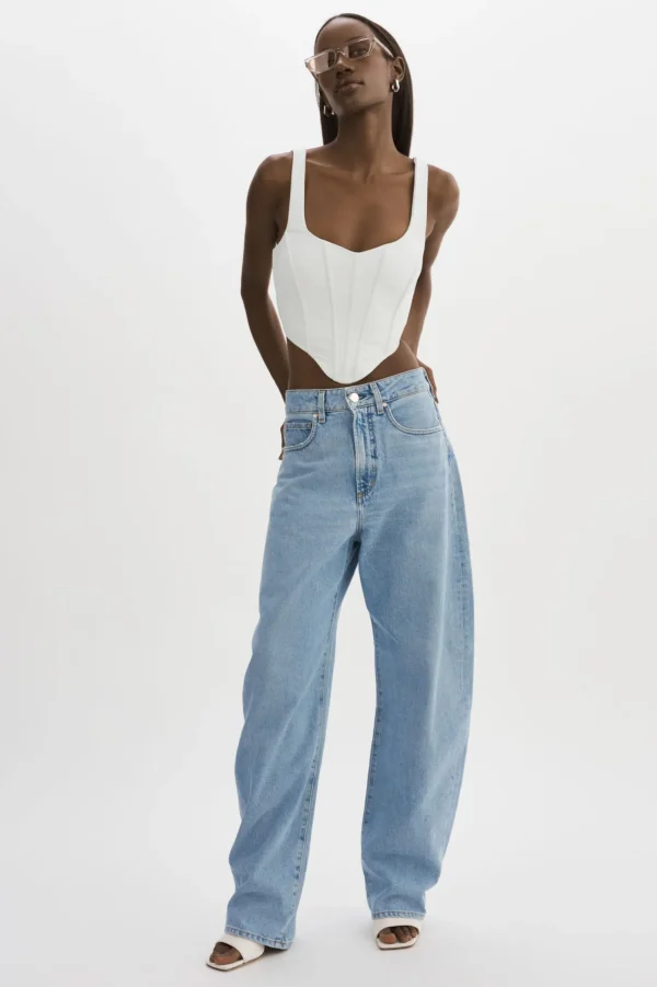 LAMARQUE Tops | TABIA | Leather Corset Top White