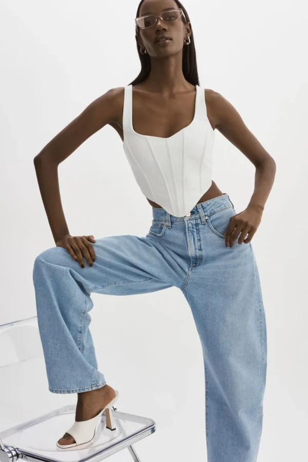 LAMARQUE Tops | TABIA | Leather Corset Top White