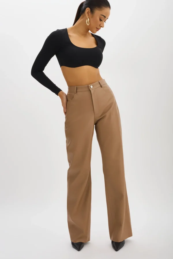 LAMARQUE Pants&Shorts | TAVI | Faux Leather Pants MOCHA