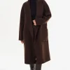 LAMARQUE Coats&Jackets | THARA | Shawl Collar Wool Coat Dark Brown