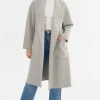 LAMARQUE Coats&Jackets | THARA | Shawl Collar Wool Coat Light Grey