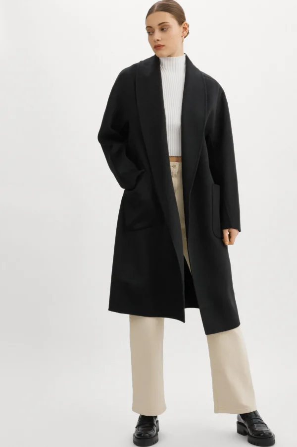LAMARQUE Coats&Jackets | THARA | Shawl Collar Wool Coat Black