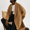 LAMARQUE Coats&Jackets | THARA | Shawl Collar Wool Coat Camel