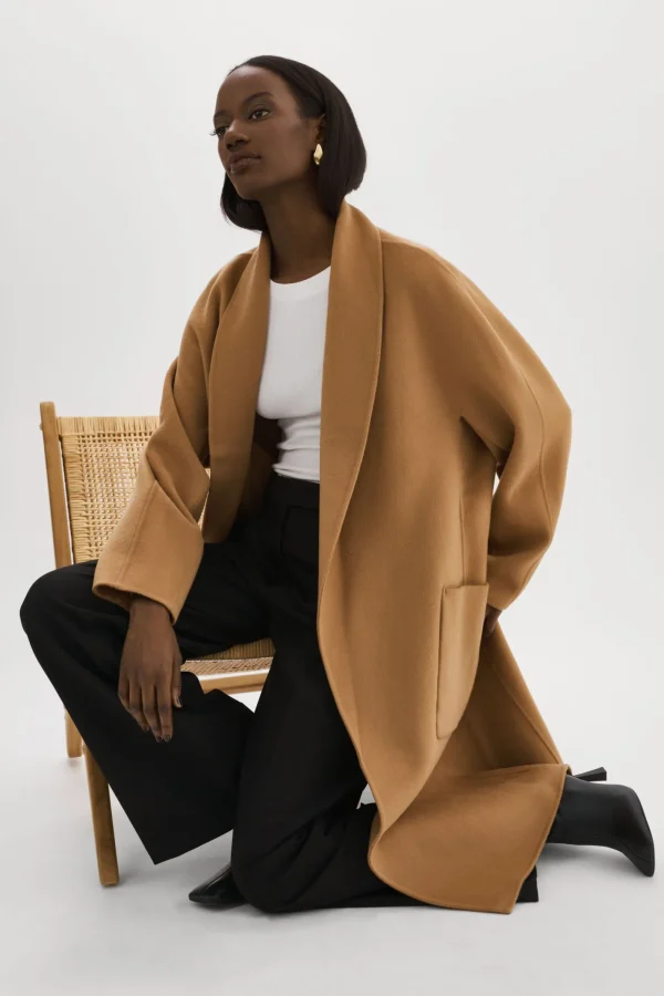 LAMARQUE Coats&Jackets | THARA | Shawl Collar Wool Coat Camel