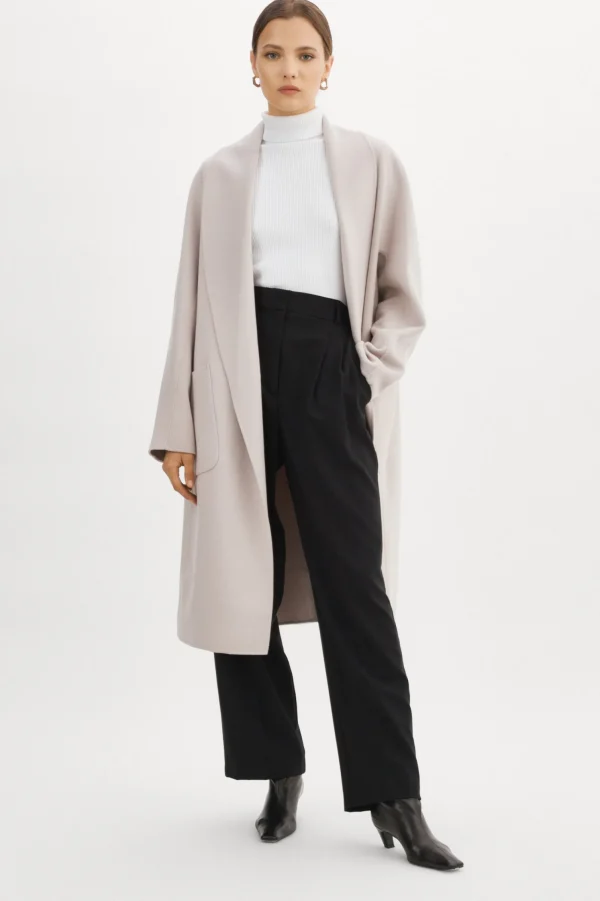 LAMARQUE Coats&Jackets | THARA | Shawl Collar Wool Coat Feather Grey