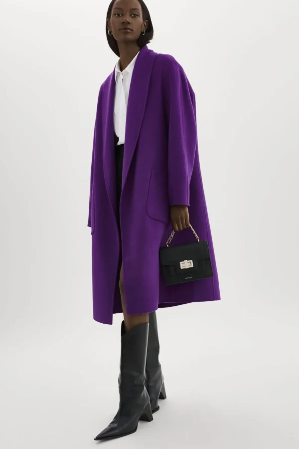 LAMARQUE Coats&Jackets | THARA | Shawl Collar Wool Coat VIOLET