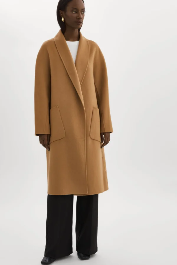 LAMARQUE Coats&Jackets | THARA | Shawl Collar Wool Coat Camel