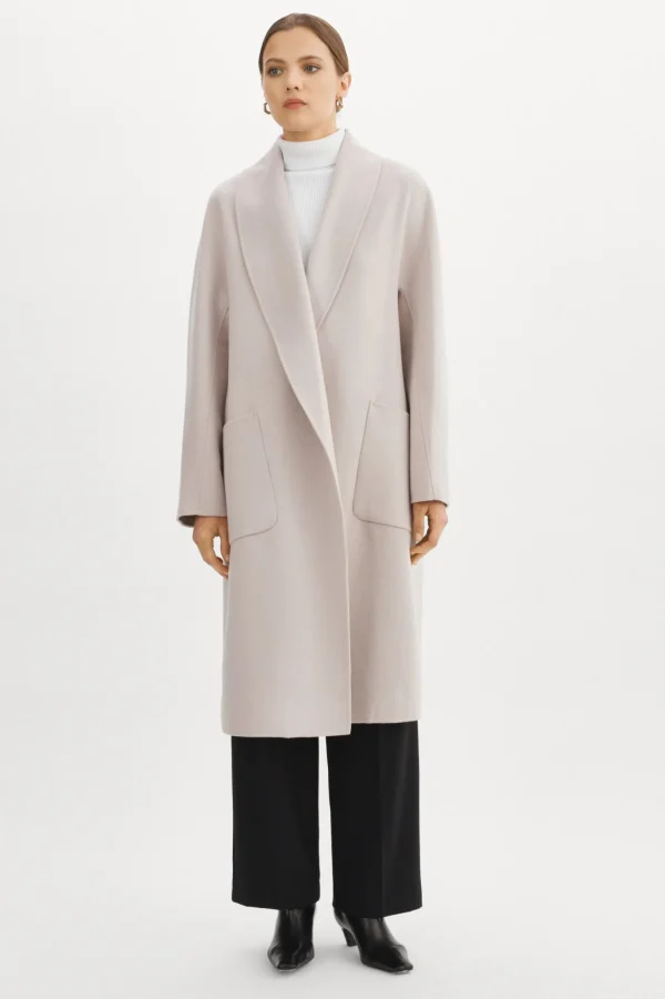 LAMARQUE Coats&Jackets | THARA | Shawl Collar Wool Coat Feather Grey