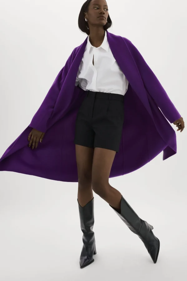 LAMARQUE Coats&Jackets | THARA | Shawl Collar Wool Coat VIOLET