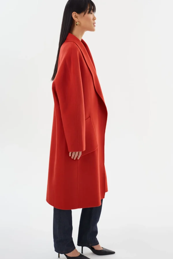 LAMARQUE Coats&Jackets | THARA | Shawl Collar Wool Coat Crimson