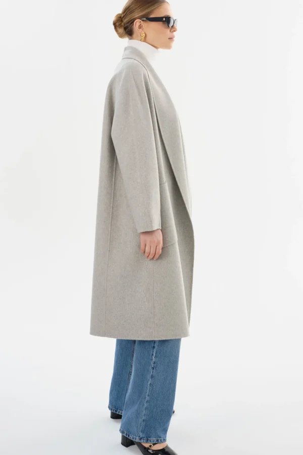 LAMARQUE Coats&Jackets | THARA | Shawl Collar Wool Coat Light Grey