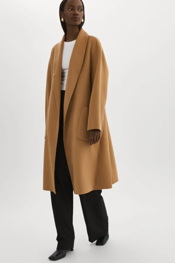LAMARQUE Coats&Jackets | THARA | Shawl Collar Wool Coat Camel