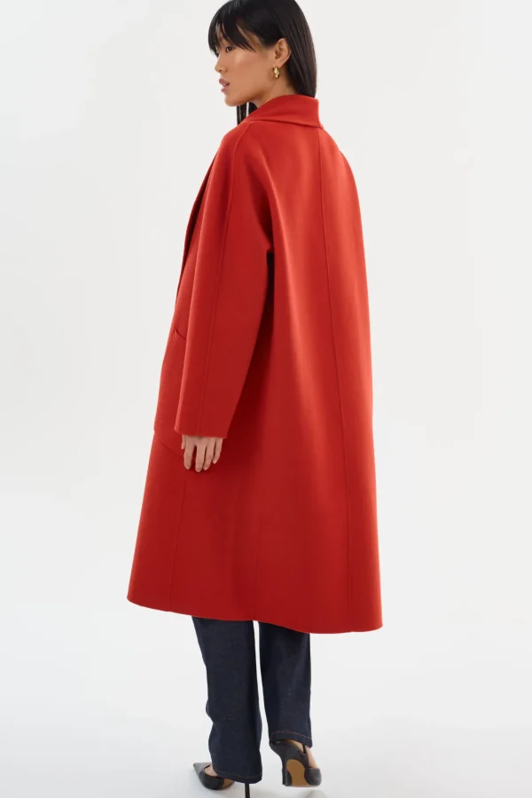 LAMARQUE Coats&Jackets | THARA | Shawl Collar Wool Coat Crimson