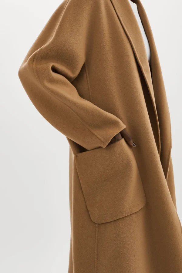 LAMARQUE Coats&Jackets | THARA | Shawl Collar Wool Coat Camel