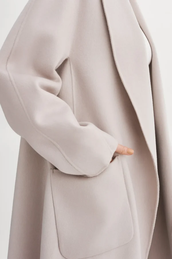 LAMARQUE Coats&Jackets | THARA | Shawl Collar Wool Coat Feather Grey