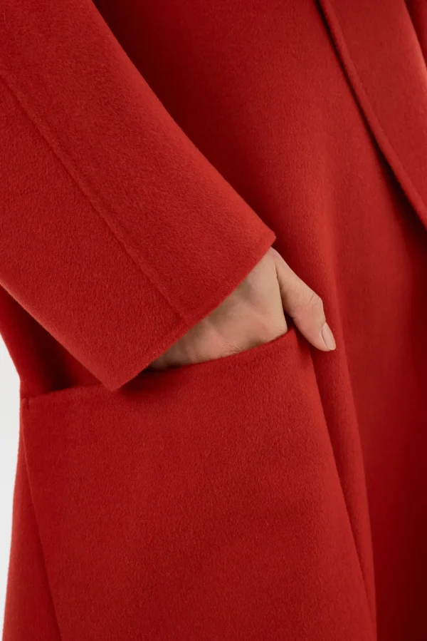 LAMARQUE Coats&Jackets | THARA | Shawl Collar Wool Coat Crimson